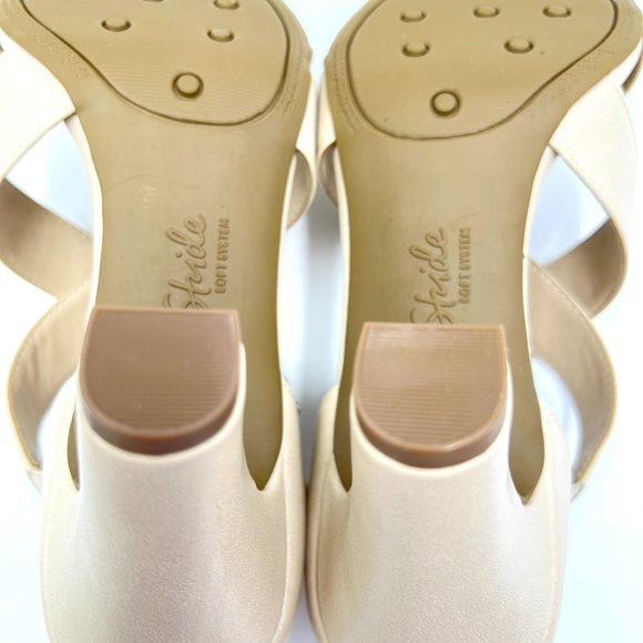 Lifestride Womens Carlyle Beige Cream Nude‎ Tan Faux Vegan Leather Heels Shoes - Picture 12 of 14